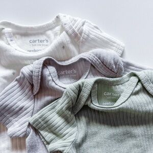 Carter's Ribbed Bodysuit Set in Green, Gray, and White - Newborn